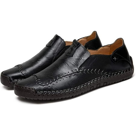 Men s Casual Leather Loafers - Slip-On Driving Shoes  Comfortable Walking  Formal Oxford Penny Style  Hand-Stitched Classic Moccasins