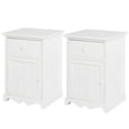 thumbnail image 1 of HOMCOM Table de Chevet Lot de 2, Table de Nuit avec Tiroir et Armoire, Petites Tables d'Appoint avec Lignes Propres et Base Courbée, Mobilier de Maison, Blanc, 1 of 10