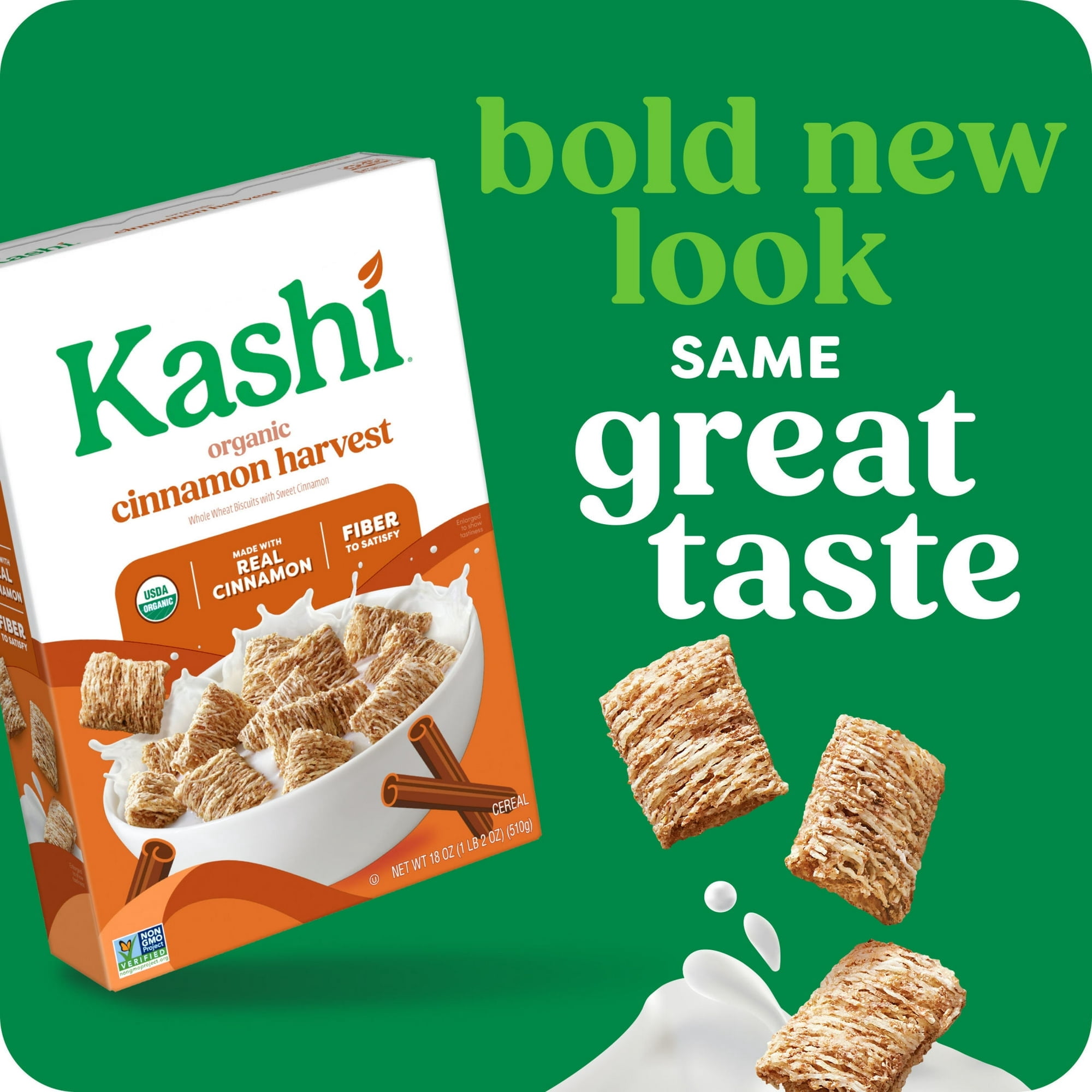 Kashi Breakfast Cereal, Organic, Whole Grain, Cinnamon Harvest, 18oz Box (1 Box) - pack of 4