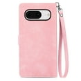 thumbnail image 3 of SaniMore Case for Google Pixel 8 6.2" 2023, PU Leather Zipper Wallet Detachable Lanyard Retro Embossed Flower Crad Slots Flip Kickstand Full Body Protective Drop-proof Case, Pink, 3 of 9