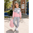 thumbnail image 3 of Toddler Girls 2 Piece Cute Outfits Set Pink Leopard Color Block Crewneck Sweatshirt with Jogger Pants Kids Clothing Set 2-3 T, 3 of 10