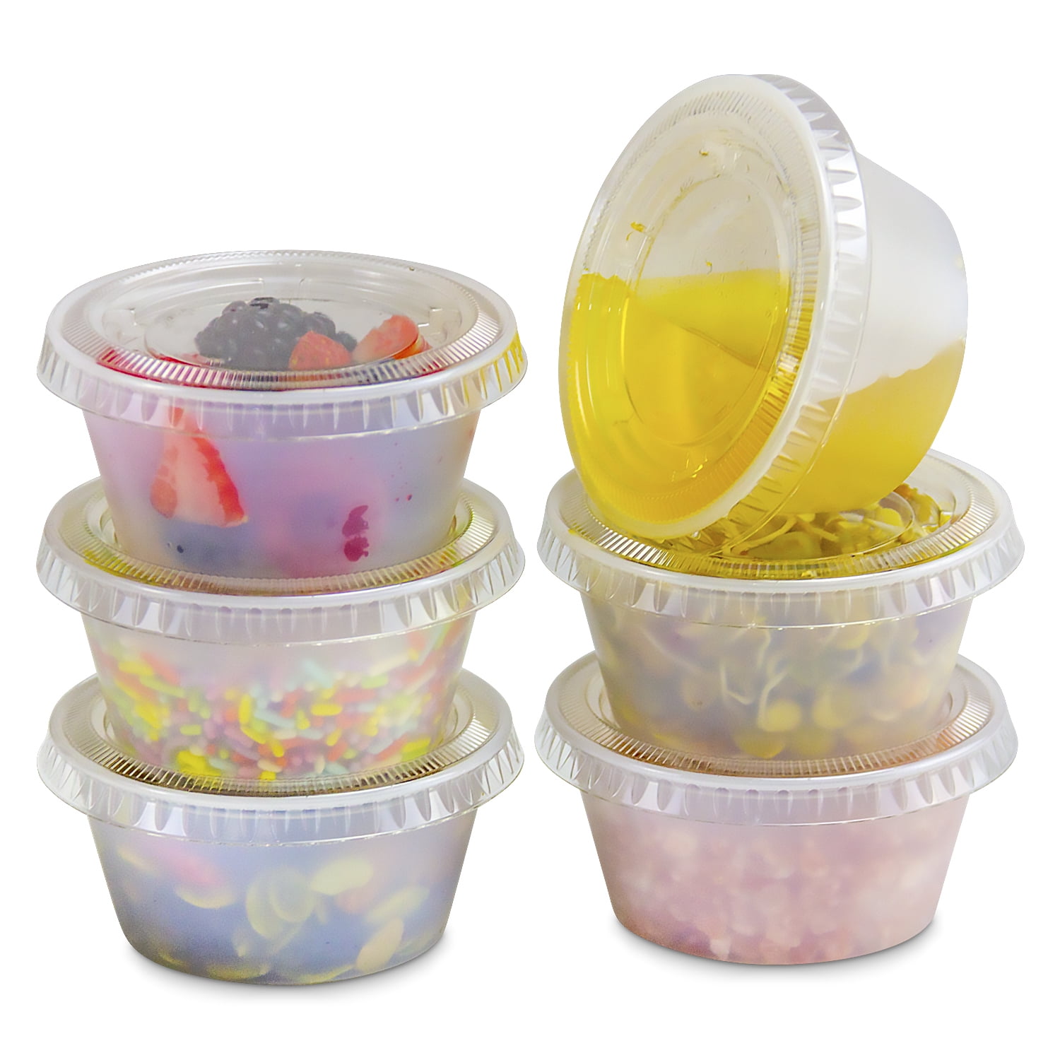 Small Sauce Containers Lids Disposable Salad Dressing Cups Plastic Leak Proof 
