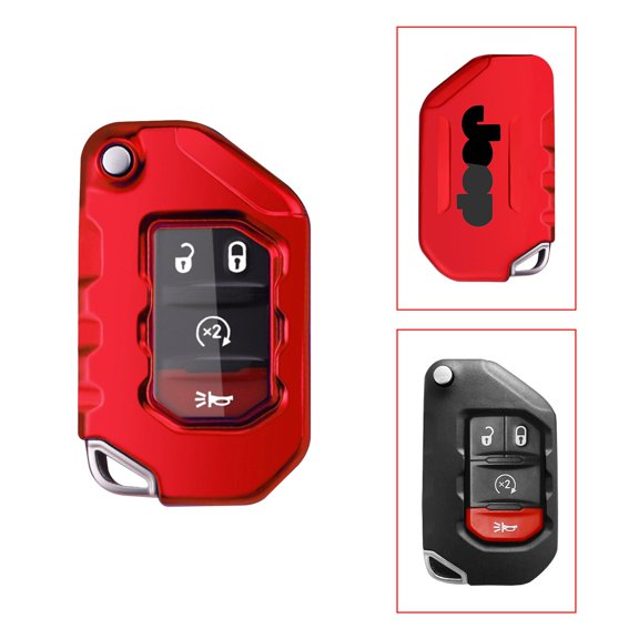 Xotic Tech Red Soft TPU Remote Key Fob Cover Case Compatible with Jeep Wrangler 2018-2021