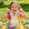 thumbnail image 5 of Easter Bunny Drawstring Candy Bag, Burlap Fabric Carrot Pattern with Embroidered Face, 11 x 5.7 Inch Treat Pouch for Egg Hunt Party Favors and Spring Decorations, 5 of 10