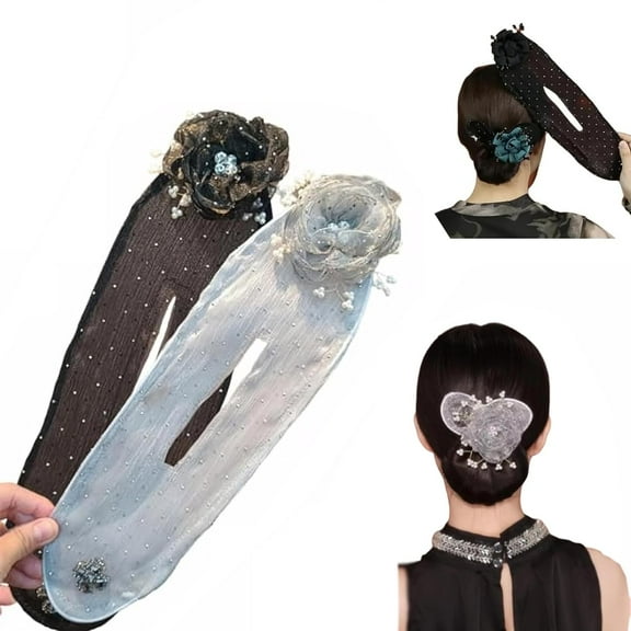 Easy Fast Snap Hair Roll Bun Maker Twister Tool for Long Thick Hair,  Lazy Hair Curler, Flower Roller Hair Styling Accessories for Women Girls (2PCS - A)