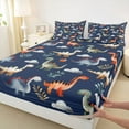 thumbnail image 3 of Castle Fairy Cute Dinosaur Queen Sheet Sets for Kids Teens,Cartoon Wildlife Dino Bed Set, 3 of 7