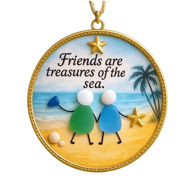 Handmade Sea Glass Friendship Pendant for Beach and Wall Art Hangs