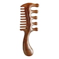 thumbnail image 1 of Peine de madera para masaje del cuero cabelludo con mango largo ergonómico, multifuncional, de dientes finos y anchos, para hombres y mujeres., 1 of 7