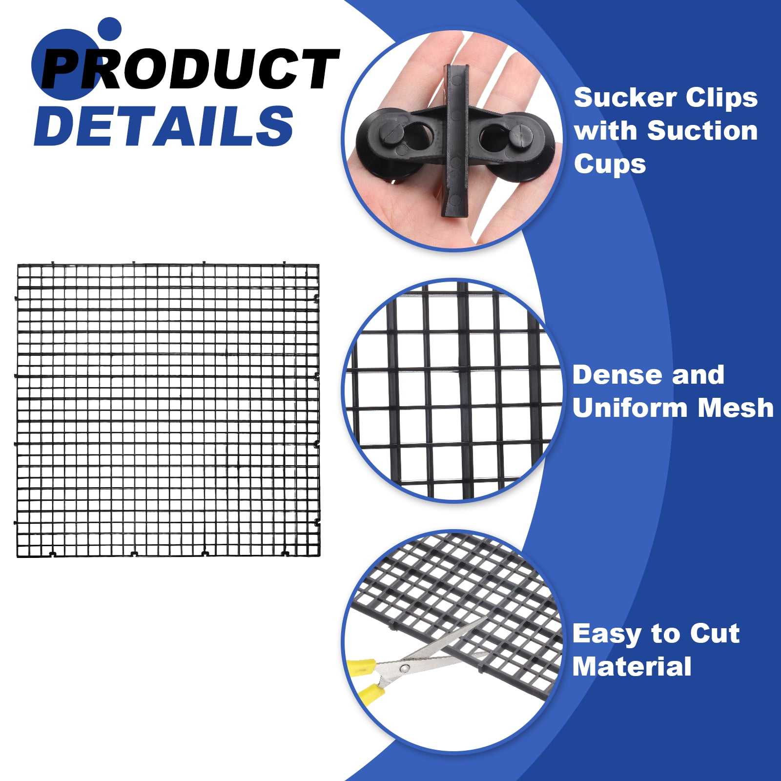 8Pack Aquarium Fish Tank Divider, 12x12 Inch Egg Crate with Suction Cups, Black