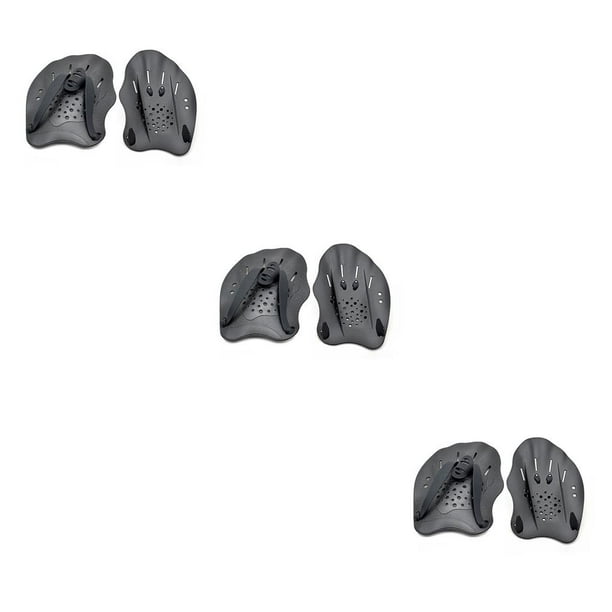 Soidarity 1 par de palas de mano universales para niños con correa ajustable, entrenador de paleta de natación, ejercicio, entrenamiento, buceo, negro Negro 3piezas