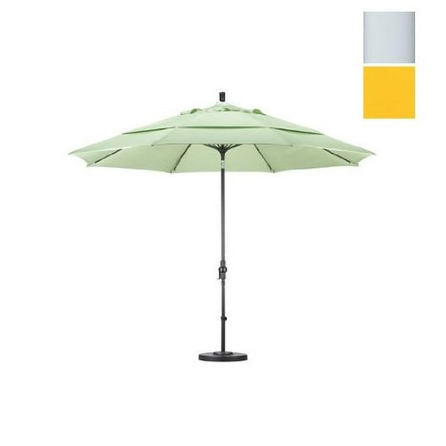 11' Fibre de Verre Marché Umbrella Collier Inclinaison DV Mat Blanc/pacifica/jaune