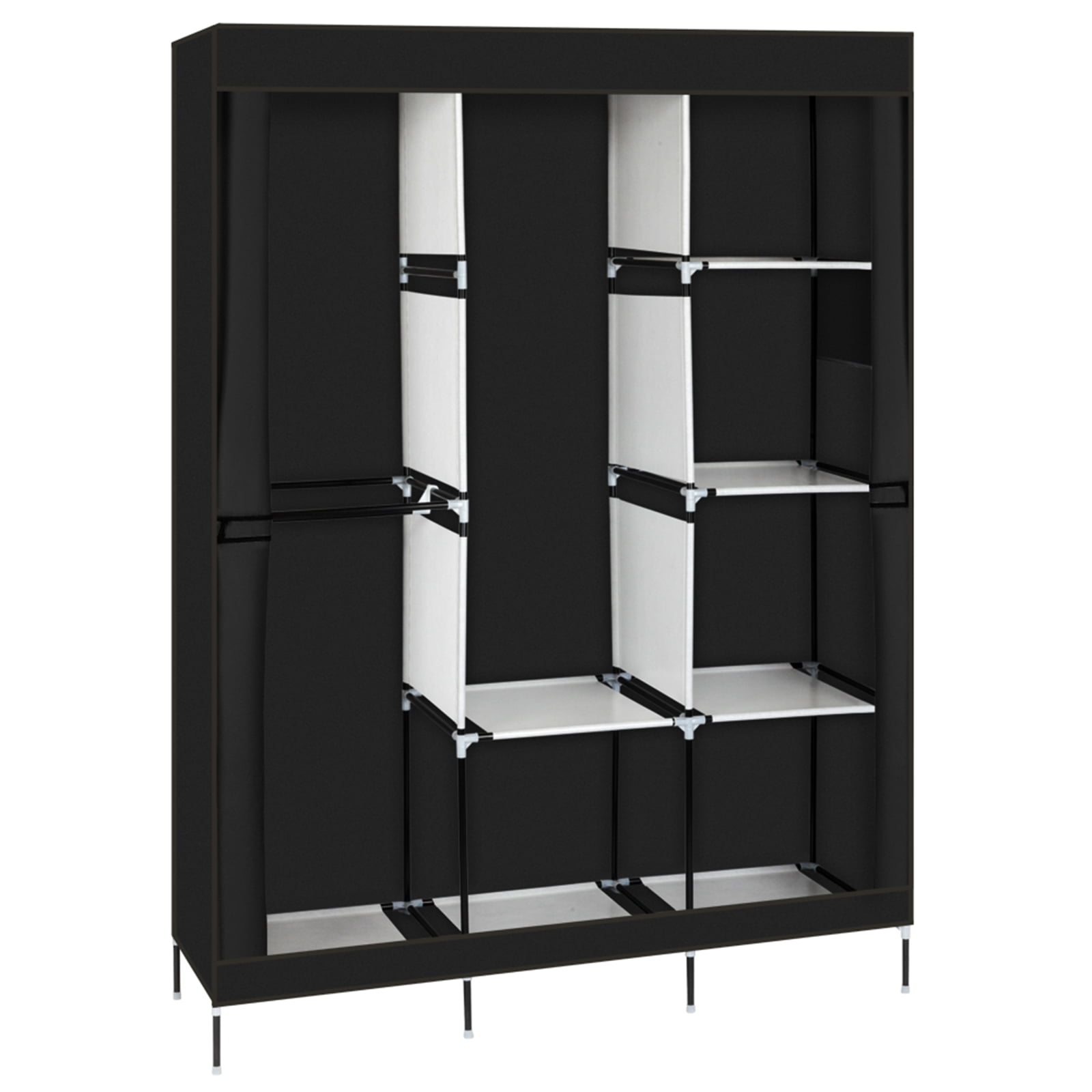 71" Closet Wardrobe Clothes Rack Portable Storage Organizer with Shelf, Black