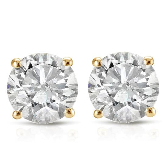 Pompeii 1 1/5CT Diamond Studs 14K White or Yellow Gold (J-K,I2-I3)