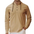 thumbnail image 4 of Handshe Men's Solid Color Hooded Sweatshirt, Loose Fit with Button and Drawstring Details, Casual Fashion for Daily Wear and Outdoor Leisure, 4 of 6