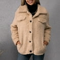 thumbnail image 6 of FRSASU Fleece Jacket for Women Fuzzy Fleece Open Front Lapel Cardigan Fluffy Winter Coats Outerwear with Pockets Khaki, 6 of 7