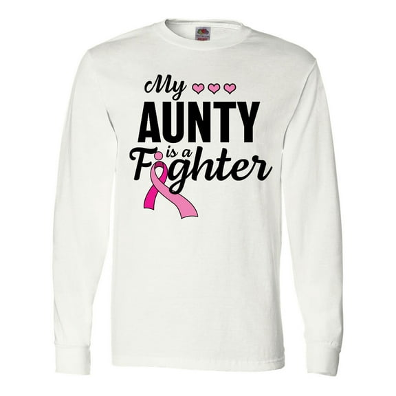 Inktastic Breast Cancer Awareness My Aunty is a Fighter Long Sleeve T-Shirt