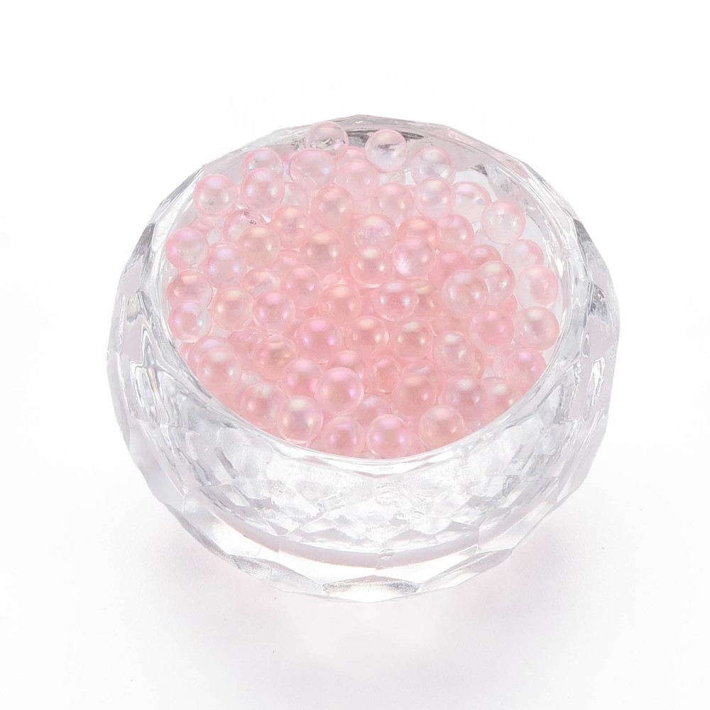 DIY Nail Art Decoration Mini Glass Beads Tiny Caviar Nail Beads AB Color Plated Round No Hole Pink 3.5mm about 450g/bag DIY
