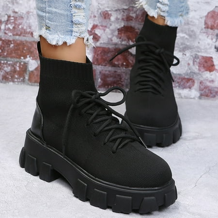 

TALKVE Retro Zipper Thicksoled Breathable Boots Women s Heels Shoes Fashion High Short Women s Boots