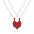 thumbnail image 3 of RuiJiao Two Souls One Heart Pendant Necklaces for Couple,Couple Necklaces Pair Of Three-dimensional Love Heart Magnet Splicing Necklace Wishing Stone, 3 of 5