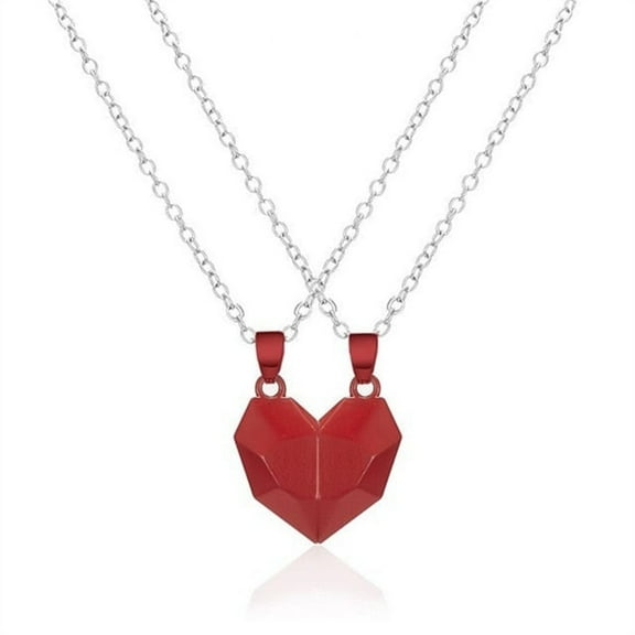 EUDIDV Home Decor Clearance Couple Necklaces A Pair Of Three-dimensional Love Heart Magnet Splicing Necklace Wishing Stone Magnetic Attraction Girlfriends Friend Collarbone Chain Home Decor Items
