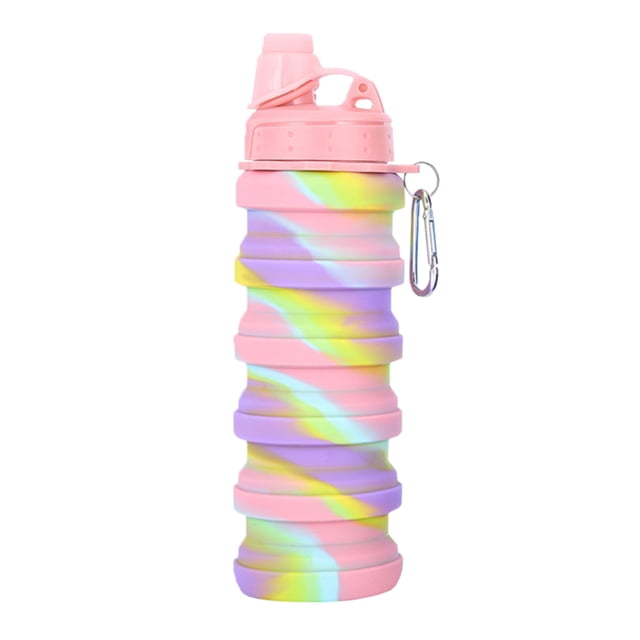 Soidarity Taza de agua plegable de 500ml, botella de agua plegable de silicona para ciclismo, hervidor de viaje, portátil, para acampar al aire libre, Ciclismo tapón de rosca de polvo Soidarity OD001093-03
