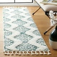 thumbnail image 2 of SAFAVIEH Moroccan Tassel Desmond Southwestern Shag Runner Rug, Green/Ivory, 2'3" x 8', 2 of 8