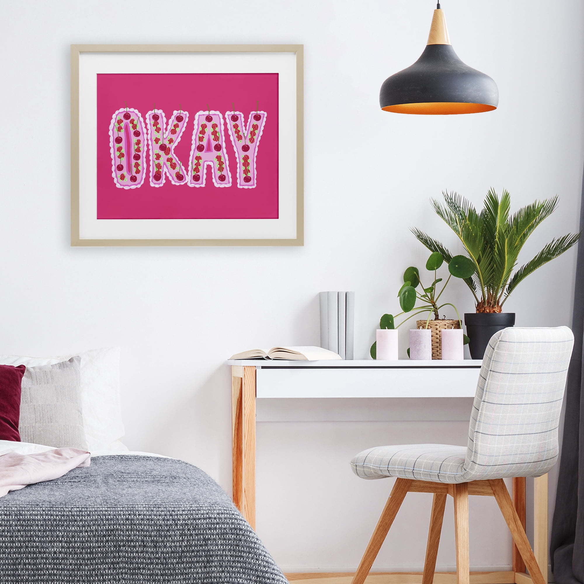 Stupell Industries Okay Cherry Cake Birch Framed Print Under Glass, design by Ziwei Li