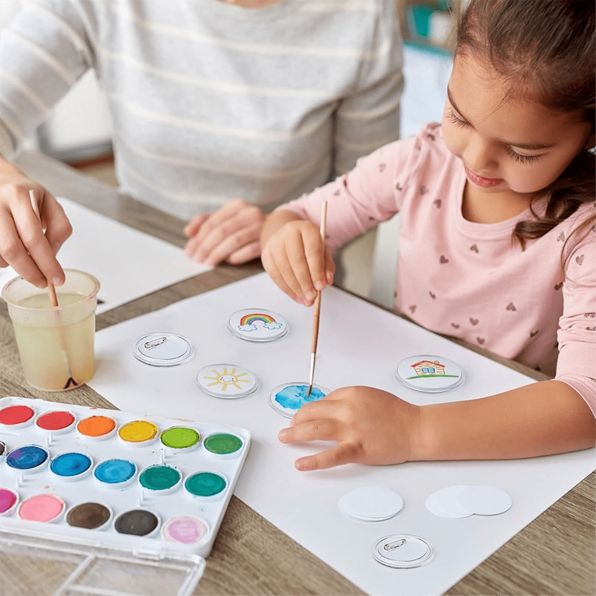 100Pcs Acrylic Clear Buttons,Make Your Own Buttons,Acrylic Design Button Badge for DIY Craft School Activities 2.25 Inch
