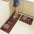 thumbnail image 2 of Paquete de 2 cubiertos con estampado de herramientas, alfombrilla de cocina, alfombrilla antideslizante para pies con absorción de aceite y agua, café, 2 of 5