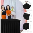 thumbnail image 2 of Table Skirt, Black for 6 Foot Rectangle Tables, 4 Pack - 72 x 30 Inch - Stretch Spandex Fitted Table Clothes, Fabric Table Covers Cocktail Tablecloths for Party, Banquet, Birthday, 2 of 8