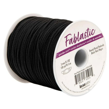 UPC: 0790524655915 | Fablastic Stretch Cord for Mask Making  Round 3mm (0.118 Inch) Thick  100 Yard Spool  Black