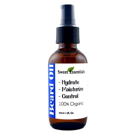 BEST Organic Premium Beard Oil | 2oz Glass Bottle With Pump | Fragrance Free | Hydrate - Moisturize -