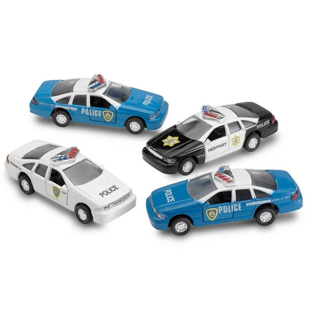 4 Pull Back Diecast Police Toy Cars High Speed Vehicle Set Toy For Kids