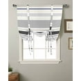 thumbnail image 2 of Black Grey Brown Striped Tie Up Curtains for Window, Modern Farmhouse Lines Simple Stripes Thermal Insulted Balloon Shade Adjustable Rod Pocket Curtains Valance for Kitchen Bathroom Café 52 x 45, 2 of 7