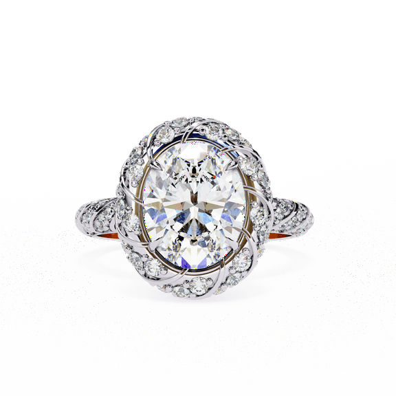 2.42 CT Oval Cut IGI Certified Lab Created Diamond Oval Cut Unique Wedding Ring, 4 Prong Set With White Gold Anniversary Ring For Women