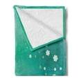 thumbnail image 2 of Green Flower Soft Flannel Fleece Throw Blanket, Floral Arrangement Vibes Leaves Petals Swirls, Cozy Plush for Indoor and Outdoor Use, 50" x 70", Pistachio Turquoise, by Ambesonne, 2 of 5