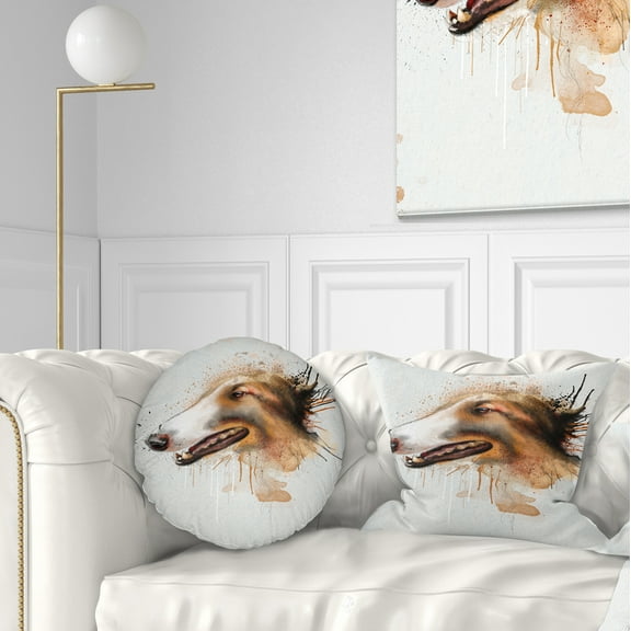 Designart Brown Dog Portrait Watercolor - Animal Throw Pillow - 12x20