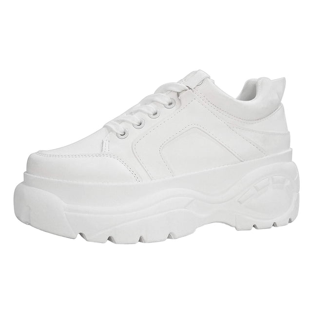 Zapatillas LUCKY STEP para mujer, con plataforma gruesa, color blanco, talla 9US
