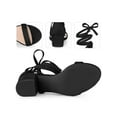 thumbnail image 2 of BLISSFUL STEP Strappy Heels Open Toe Block Heel Lace Up Sandals for Women Royal Black 6.5, 2 of 6