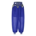 thumbnail image 4 of Ocealan Women Tribal Belly Dance Pants Chiffon Loose Harem Pants Bollywood Indian Lantern Pants Royal Blue One Size, 4 of 8