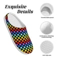 thumbnail image 5 of Daiia Rainbow Chequerboard Print Women’s Fuzzy Slippers Memory Foam Lightweight House Shoes Cozy Loafer Flannel House Shoes-39/40, 5 of 7