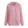 thumbnail image 5 of Xudanell Zip up Hoodie Women Solid Color Simple Oversized Sweatshirt Woven Texture Hoodie Sweater Pink XXXL, 5 of 9