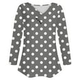 thumbnail image 6 of EchfiProm Womens Relaxed Fit Tops Long Sleeve Gray Fall V-Neck T-Shirt for Ladies Polka Dot, 6 of 7
