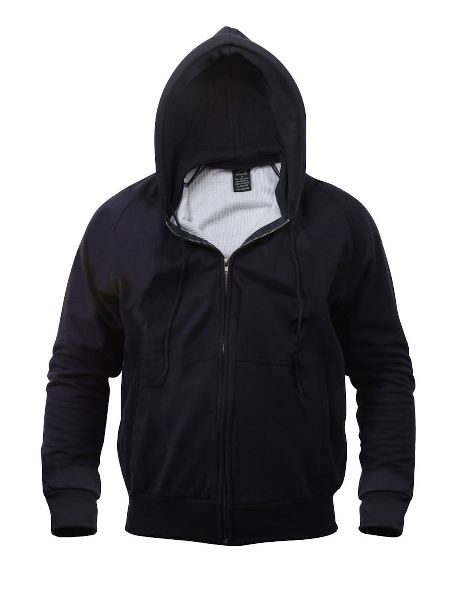 Rothco Thermal Lined Zipper Hooded Sweatshirt, Navy Blue, Large