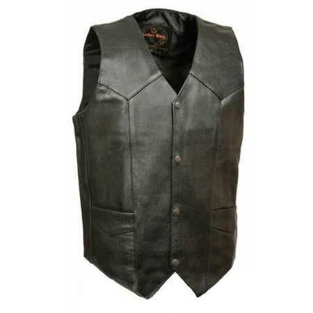 Leather King Men's Classic Snap Front Biker Vest (46) - 46 Inches SH1310