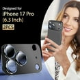 thumbnail image 2 of 2 Pack Camera Lens Protector Compatible with iPhone 17 Pro ,Metal Aluminum Alloy Tempered Glass Camera Protector,Case Friendly, 2 of 7