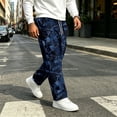 thumbnail image 2 of GrmtClth Cargo Pants for Men Retro Tree Camo Print Baggy Wide Leg Stretch Drawstring Waist Outdoor Casual Pants Navy S, 2 of 8
