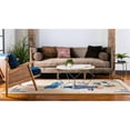 thumbnail image 4 of 5' x 8' Tan Brown and Navy Blue Flower Vase with Border Rectangular Area Throw Rug, 4 of 8