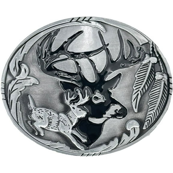 Western DEER BUCK Head Belt Buckle Hunting Buck Antlers