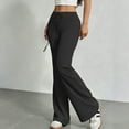thumbnail image 4 of Flared Leggings for Women Drawstring High Waisted Wide Leg Yoga Pants Soft Comfy Flare Sweatpants Y2k Bell Bottoms Black 2XL, 4 of 7